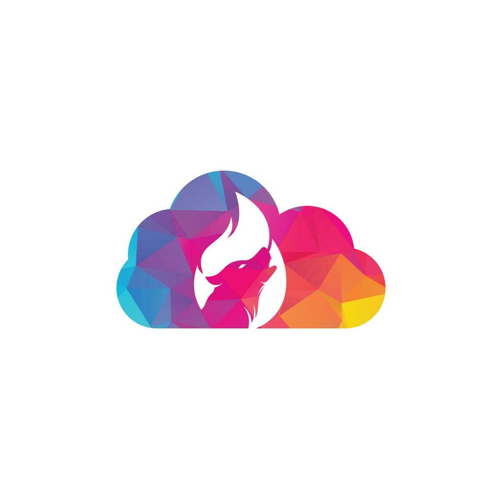 modèle de conception de logo vectoriel de concept de forme de nuage de feu de loup.