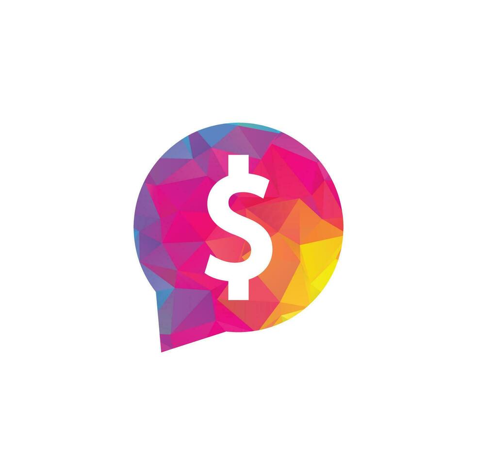 création de logo de chat en dollars, inspiration de conversation d'argent - vecteur de modèle