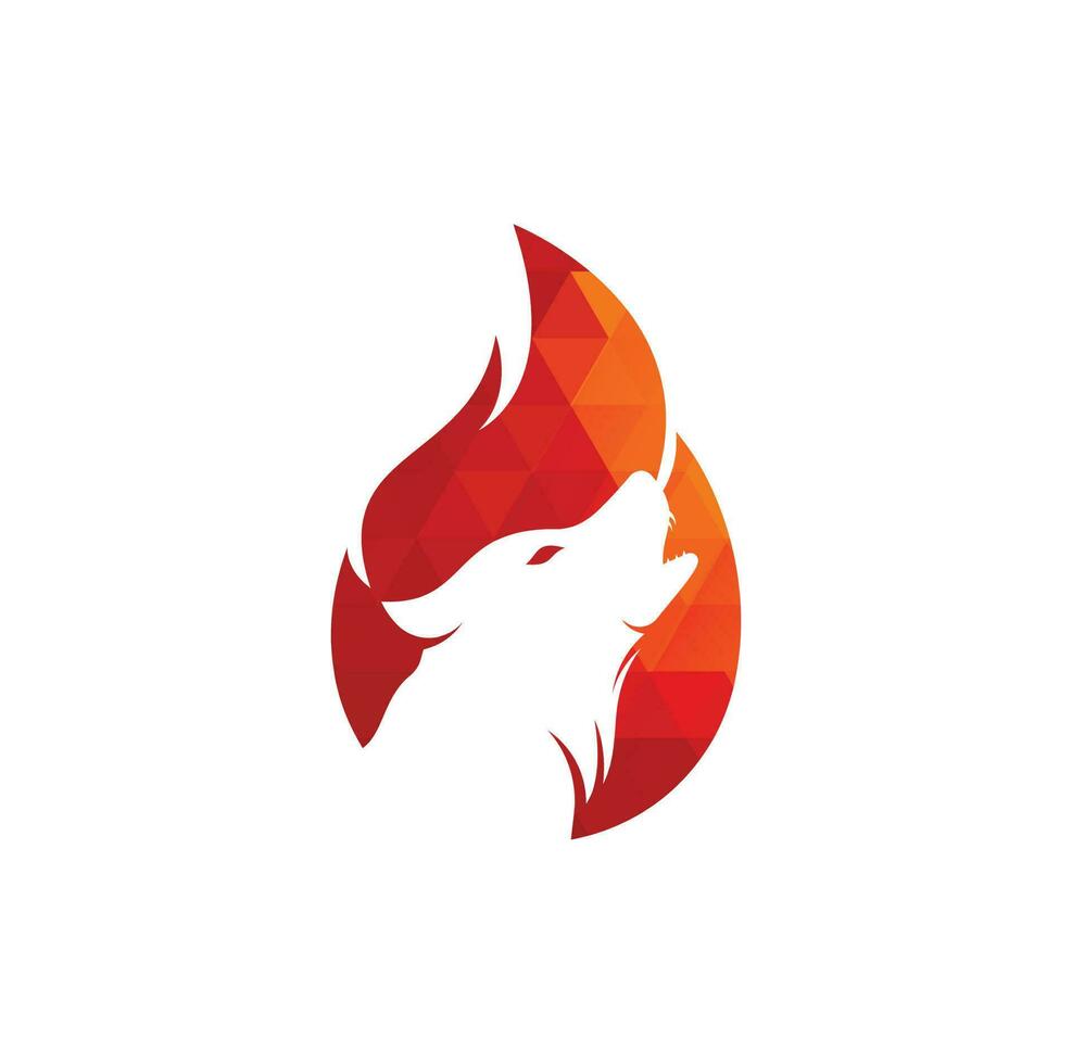 modèle de conception de logo vectoriel de feu de loup.