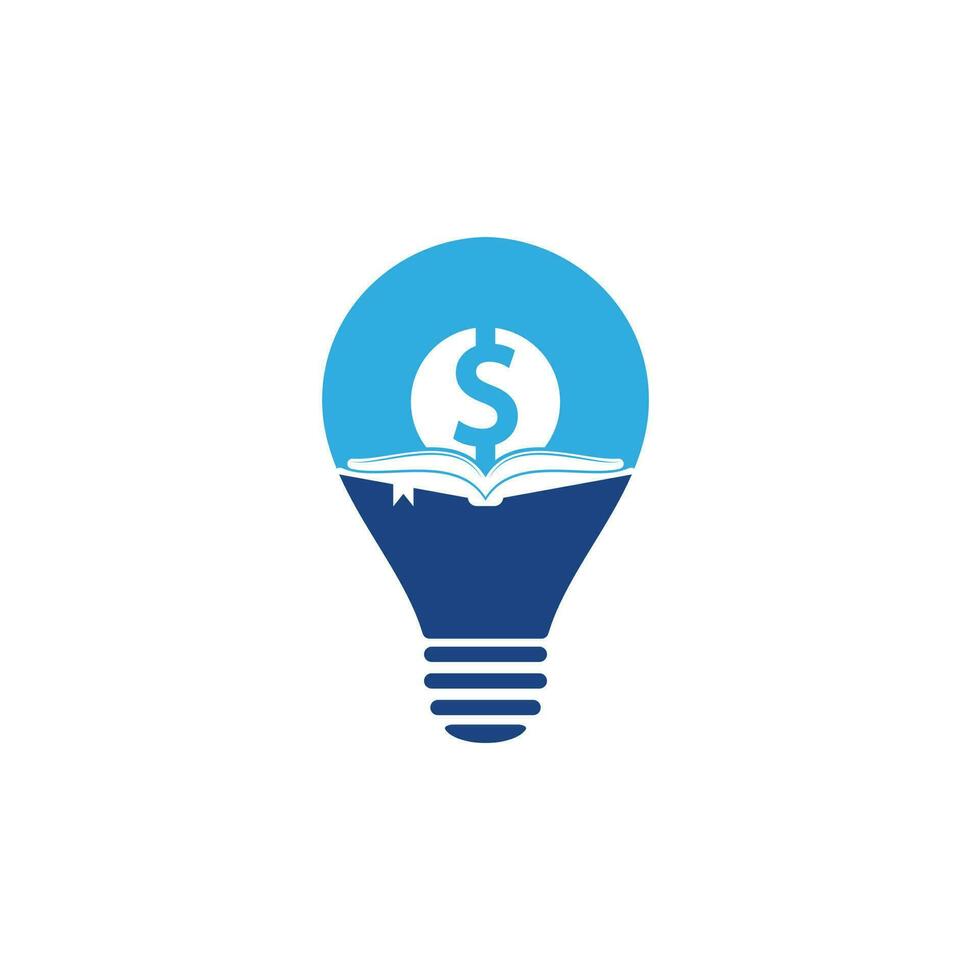livre d'argent ampoule forme icône logo élément de conception. poupée et icône de livre avec logo vecteur