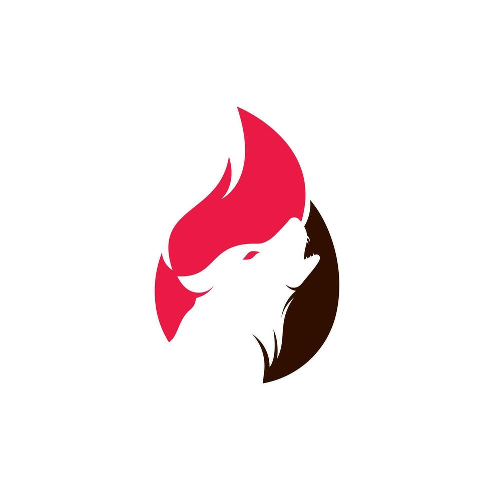 modèle de conception de logo vectoriel de feu de loup.