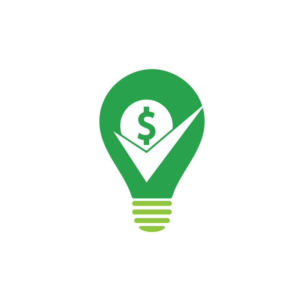 conception de logo de concept de forme d'ampoule de chèque d'argent. conception de symbole d'icône de trésorerie. bon modèle de logo de paiement vecteur