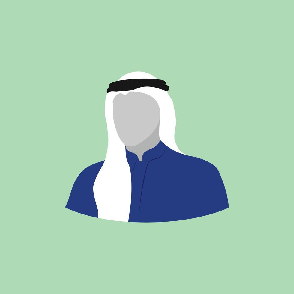 homme arabe sans visage sur fond vert illustration vectorielle plane vecteur
