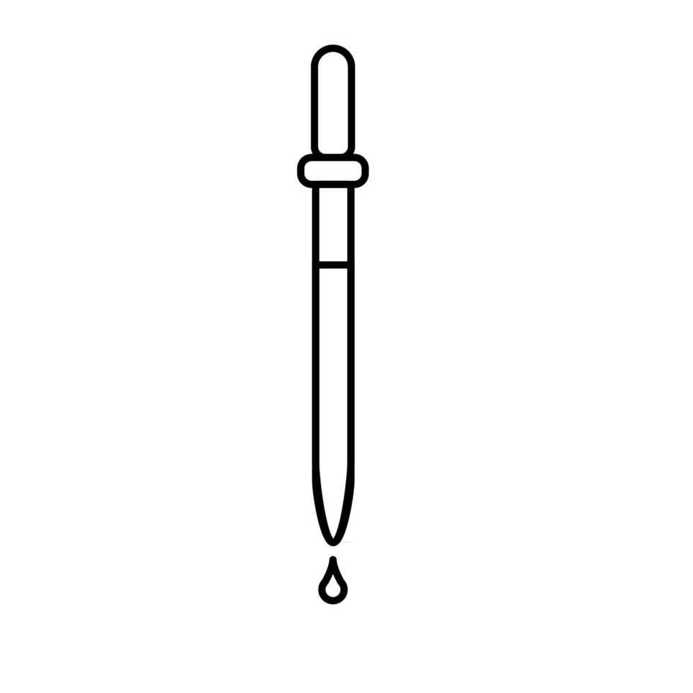 pipette médicale pour instillation de gouttes, médicament pour le patient, une simple icône en noir et blanc sur fond blanc. illustration vectorielle vecteur