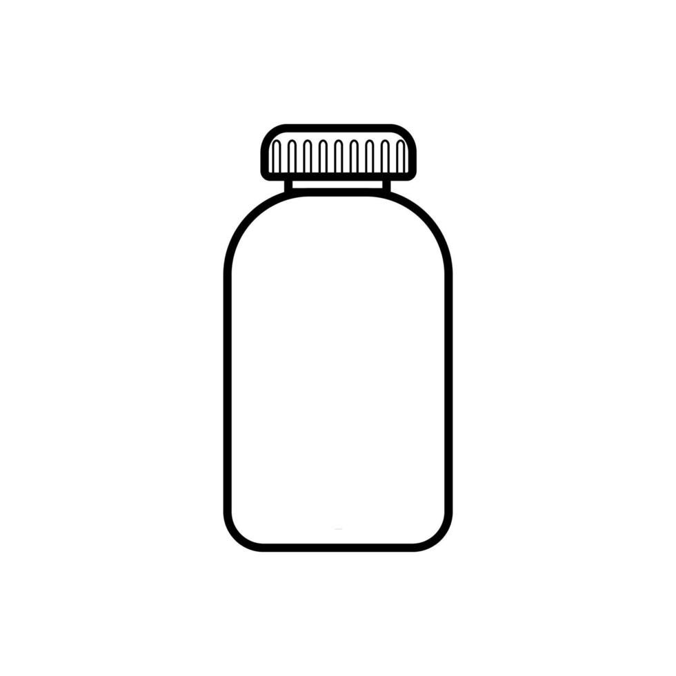 pilules pharmaceutiques médicales pilules dans un emballage, un pot avec un couvercle pour le traitement des maladies, une simple icône en noir et blanc sur fond blanc. illustration vectorielle vecteur