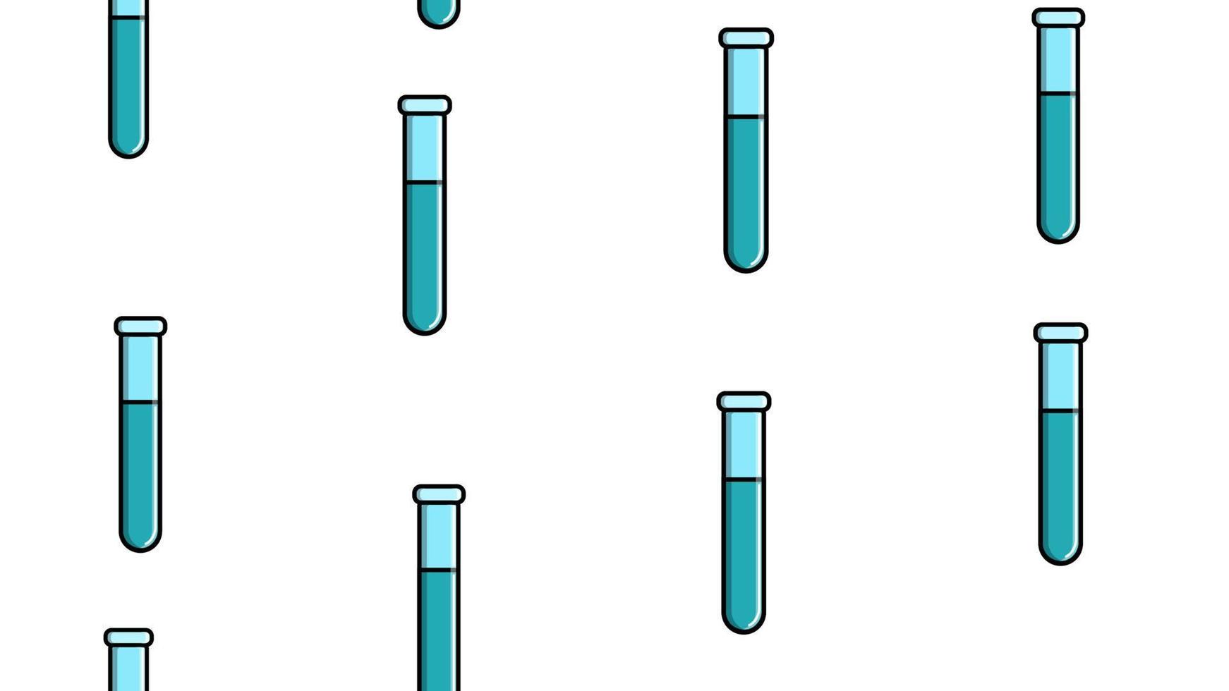 texture de modèle sans couture de tubes à essai scientifiques en verre chimique médical bleu long répétitif sans fin de flacons canettes sur fond blanc. illustration vectorielle vecteur