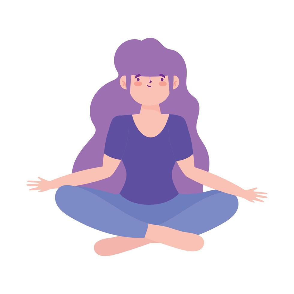 jeune femme pratiquant la méditation yoga icône du design isolé fond blanc vecteur