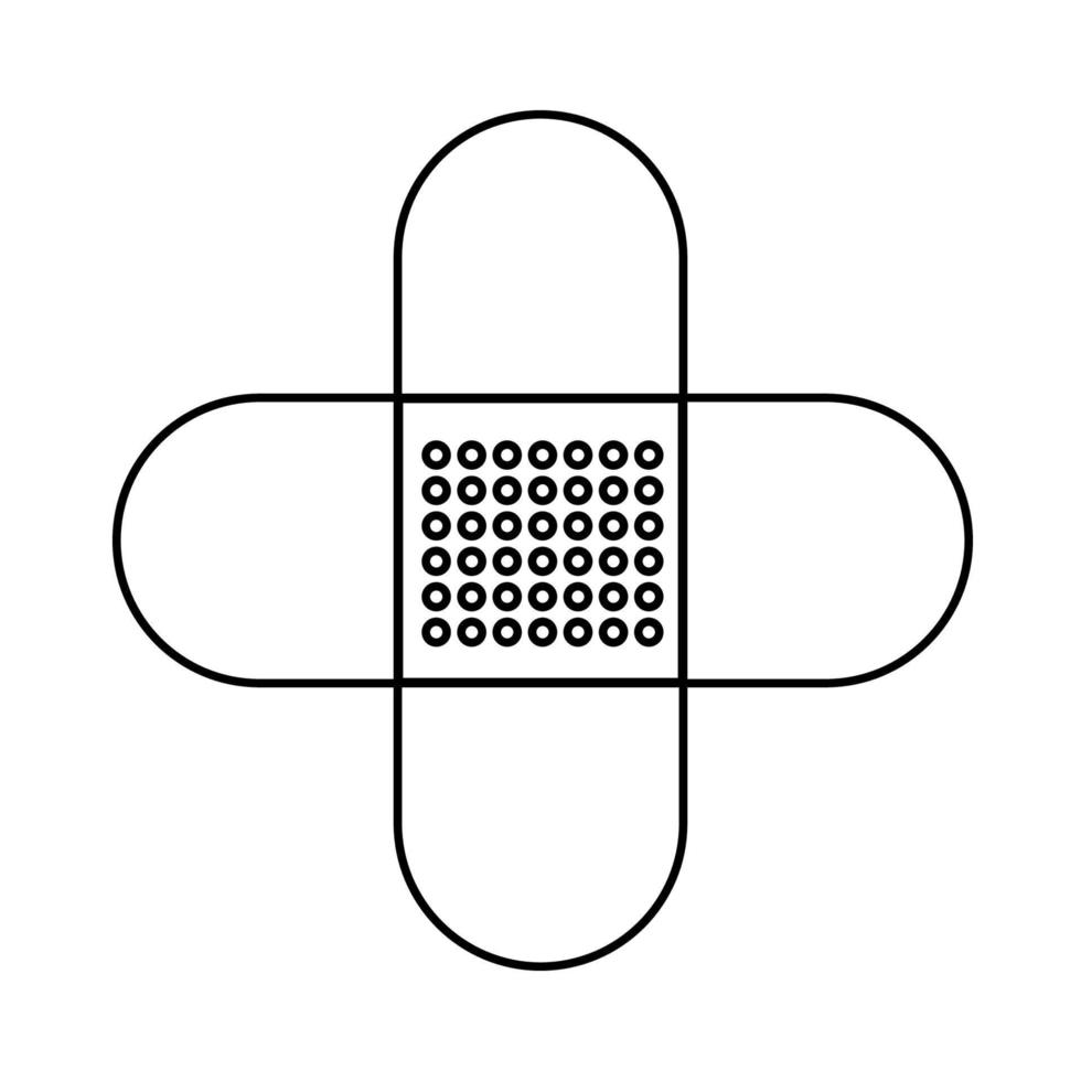 double pansement médical hygiénique pour sceller et désinfecter les plaies et les coupures, simple icône en noir et blanc sur fond blanc. illustration vectorielle vecteur