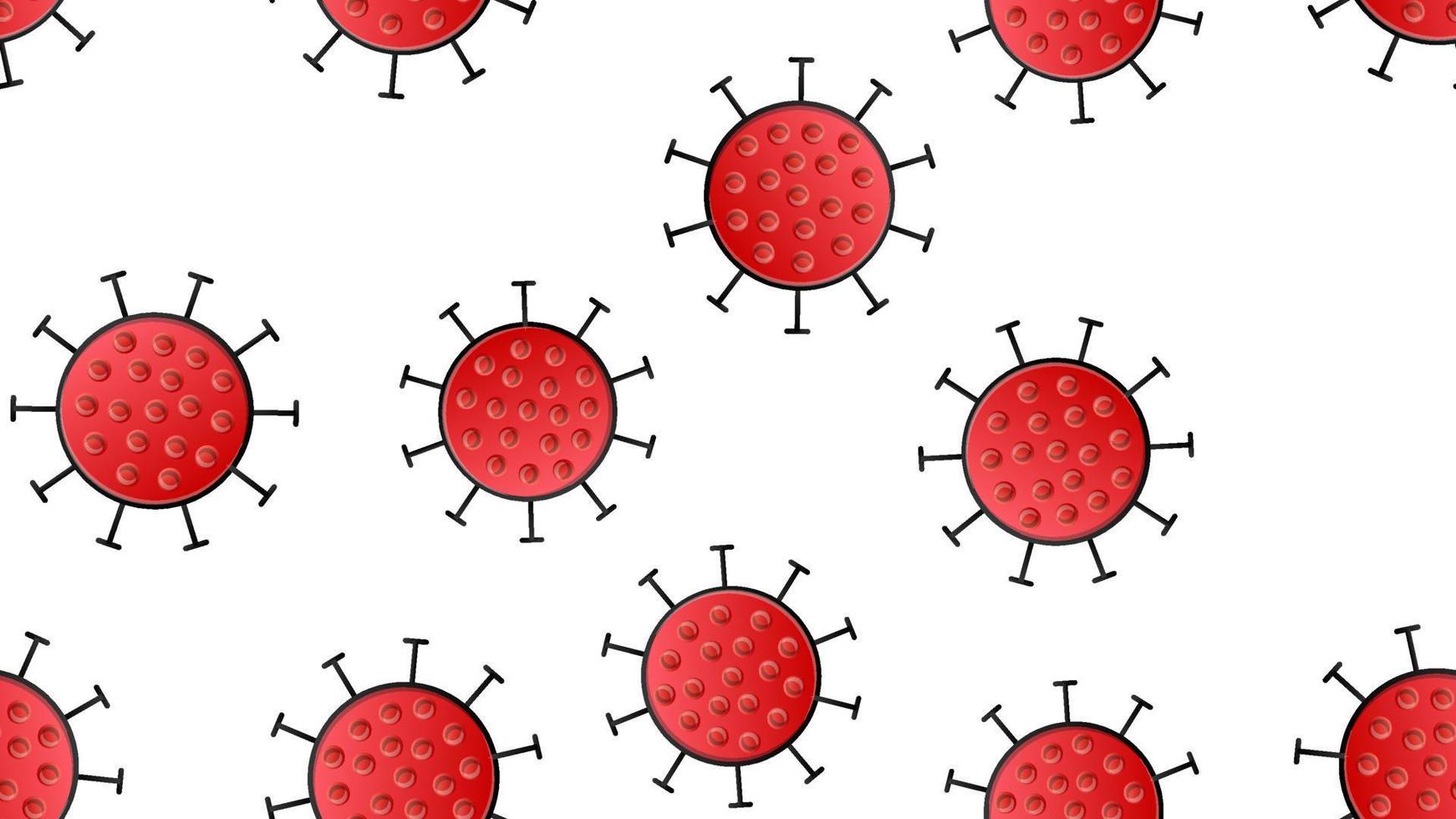 modèle sans couture de virus rouges du virus de la bactérie coronavirus coveid-19 pandémie dangereuse texture infectieuse sur fond blanc vecteur