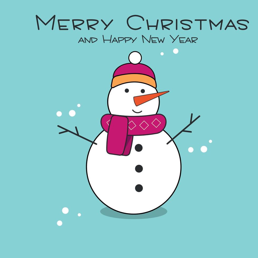 le bonhomme de neige au chapeau. bonne année. joyeux Noël. vecteur