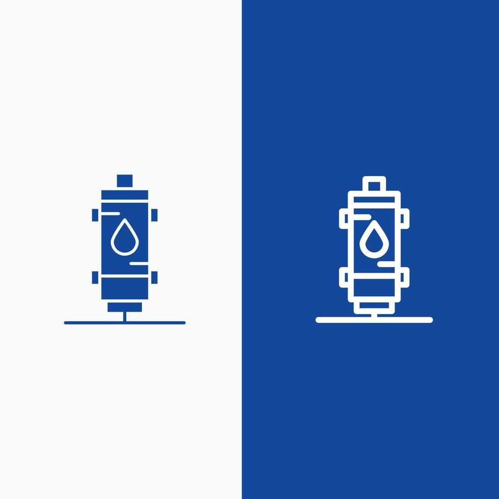 ligne de geyser de gaz chaud de chaleur de l'eau de chauffage et bannière bleue d'icône solide de glyphe vecteur