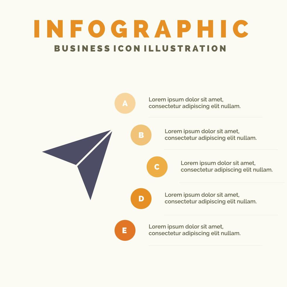 carte épingle marqueur courrier icône solide infographie 5 étapes présentation arrière-plan vecteur