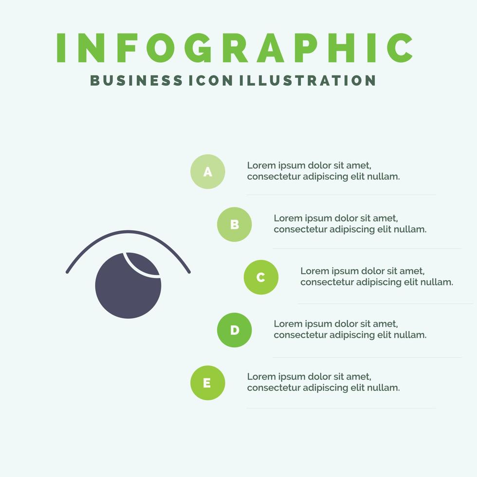 vue sur les yeux regarder twitter solide icône infographie 5 étapes présentation arrière-plan vecteur