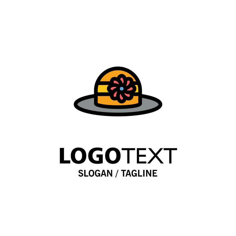 modèle de logo d'entreprise casquette chapeau de plage couleur plate vecteur