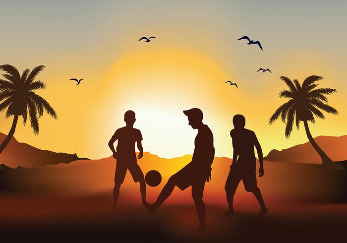 Soccer Beach Sunset silhouette vecteur gratuit