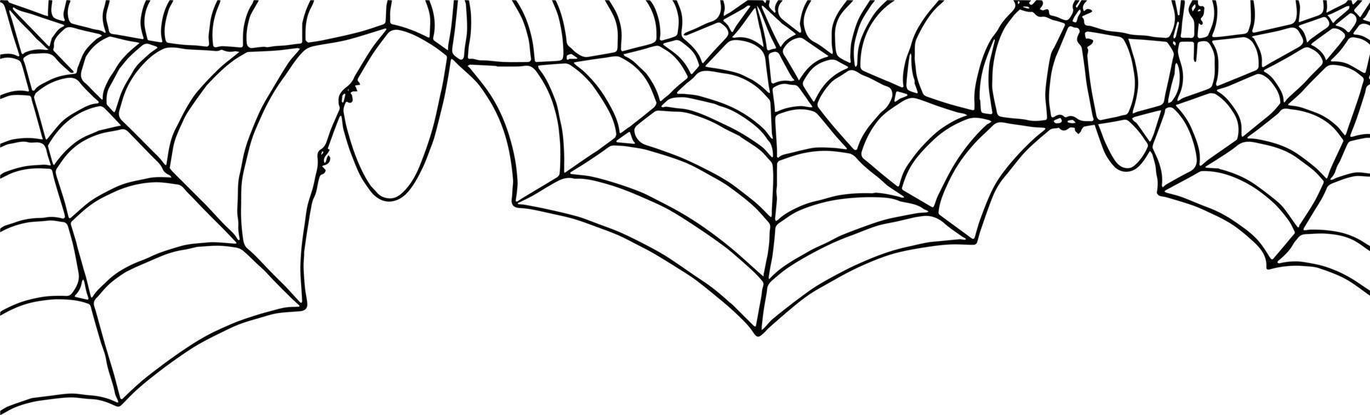 fond de fête d'halloween avec des toiles d'araignées isolées png ou texture transparente, espace vide pour le texte, modèle d'élément pour affiche, brochures, publicité en ligne, illustration vectorielle vecteur