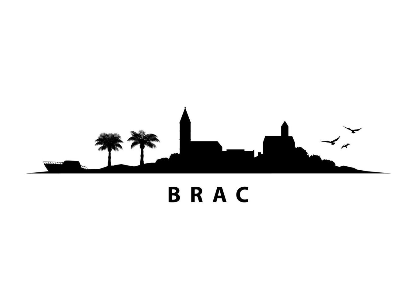 île de brac croatie horizon noir forme silhouette graphique vectoriel