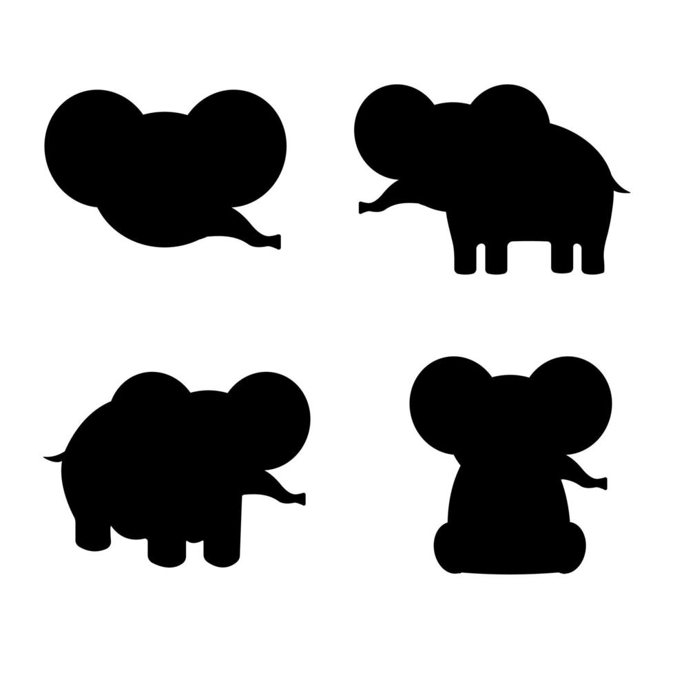 ensemble d'éléphants de dessin animé silhouette boho. illustration vectorielle. vecteur