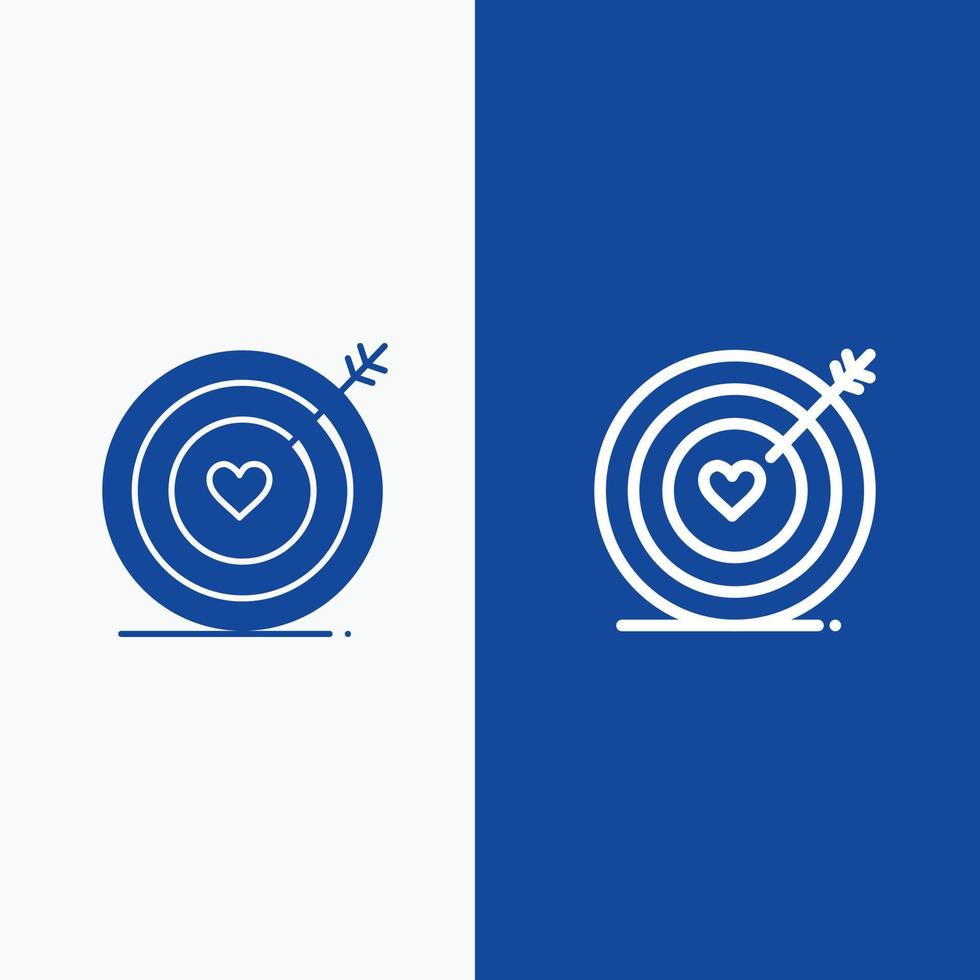 cible amour coeur mariage ligne et glyphe solide icône bannière bleue ligne et glyphe solide icône bleu banne vecteur
