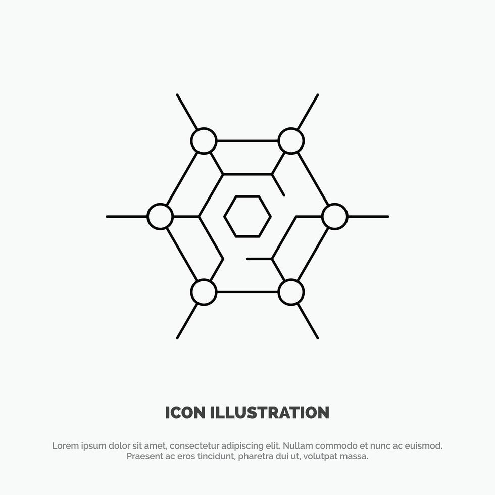 vecteur d'icône de ligne de technologie de réseau décentralisé