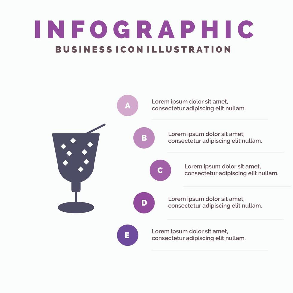plage boisson jus solide icône infographie 5 étapes présentation fond vecteur