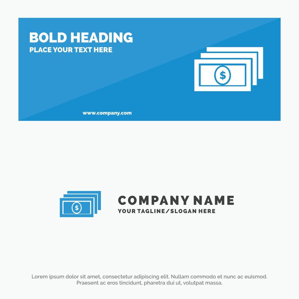 modèle de bannière et de logo d'entreprise de site Web d'icône solide d'argent comptant en dollars vecteur