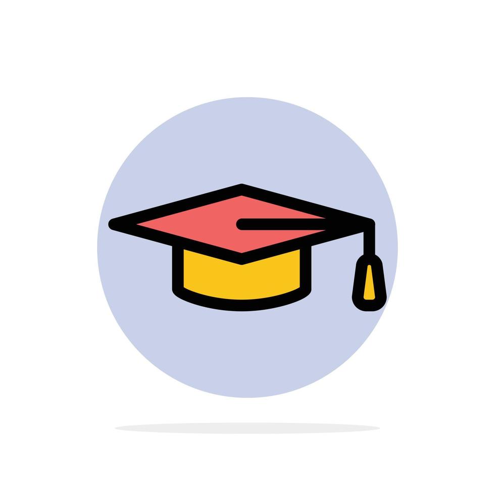 icône de couleur plate de fond de cercle abstrait de chapeau de graduation de l'éducation académique vecteur
