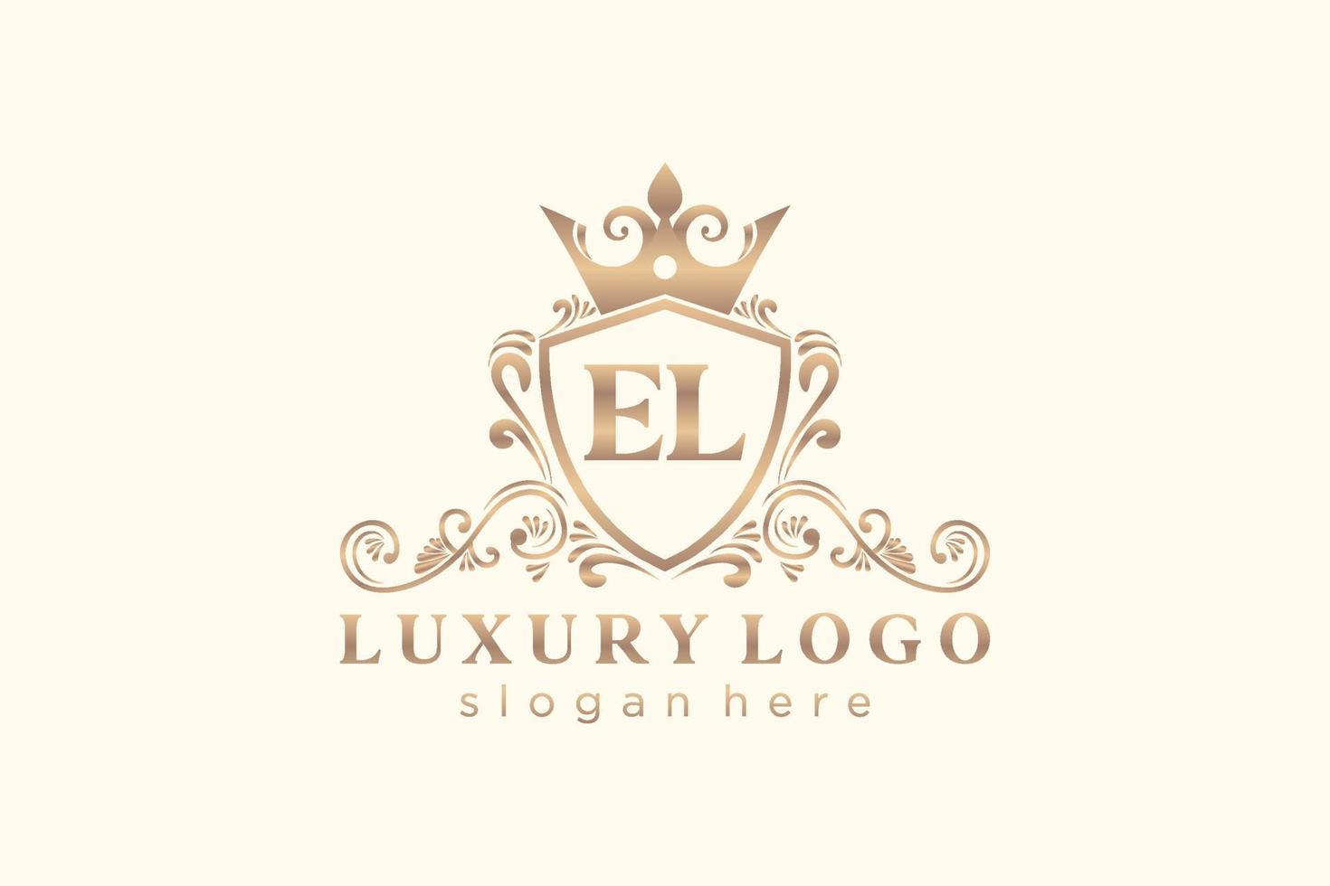 modèle de logo de luxe royal lettre initiale el dans l'art vectoriel pour le restaurant, la royauté, la boutique, le café, l'hôtel, l'héraldique, les bijoux, la mode et d'autres illustrations vectorielles.