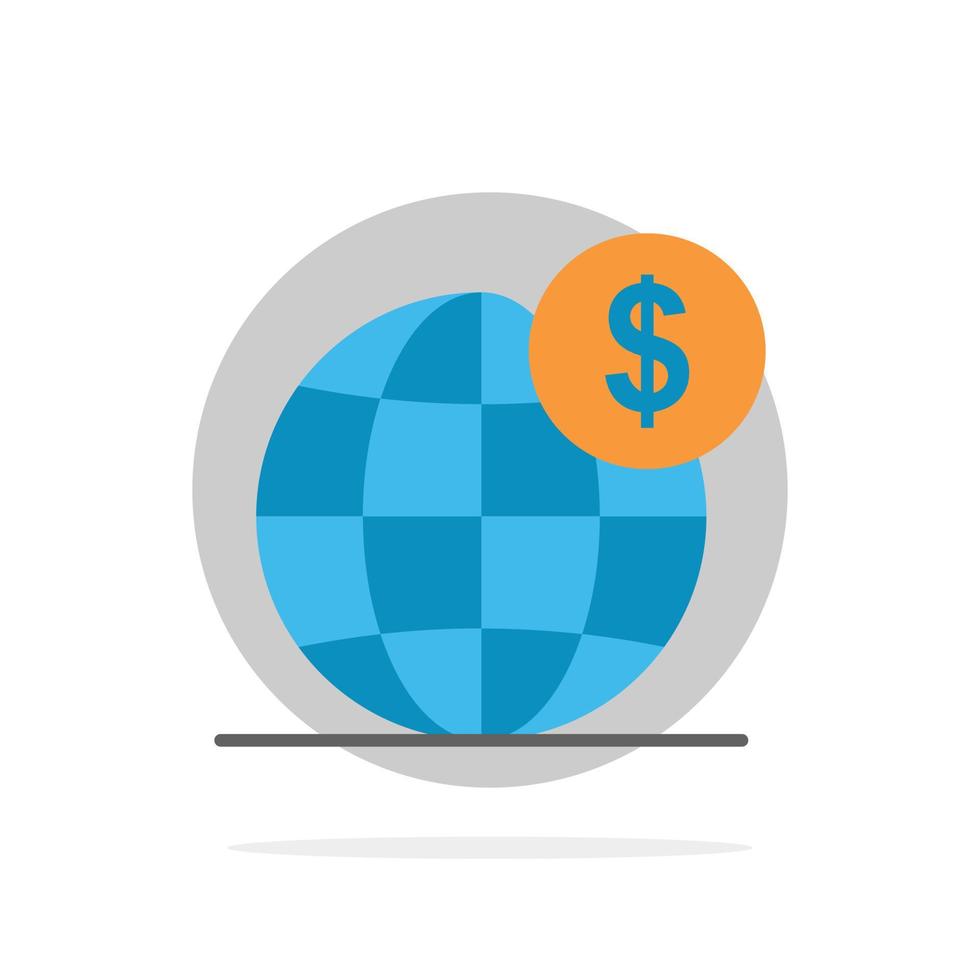 dollar global business globe international abstrait cercle fond plat couleur icône vecteur