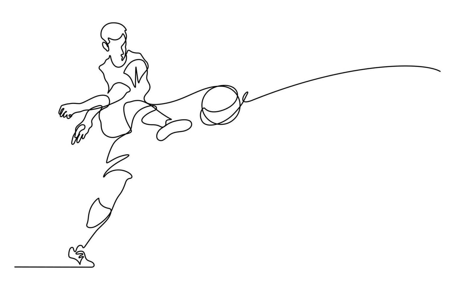 dessin au trait continu d'illustration de tir de joueur de football vecteur