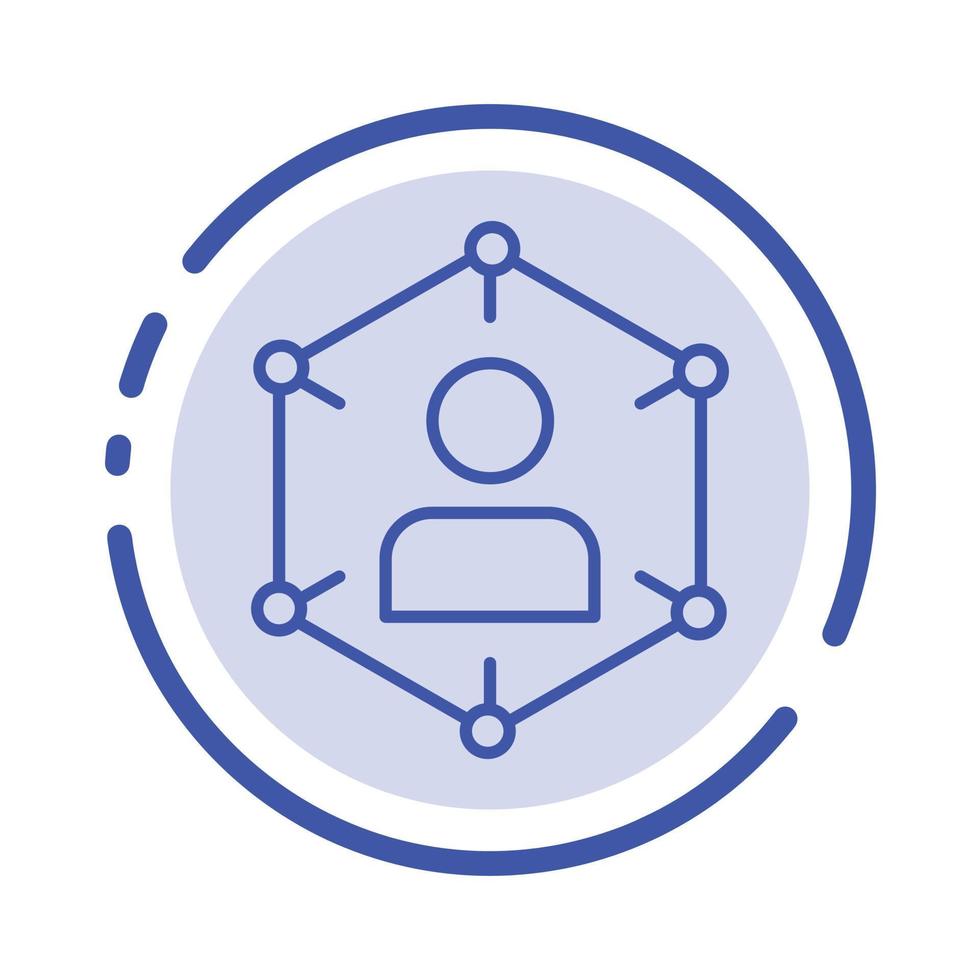 connexion réseau de communication personnes utilisateur social personnel icône de ligne en pointillé bleu vecteur