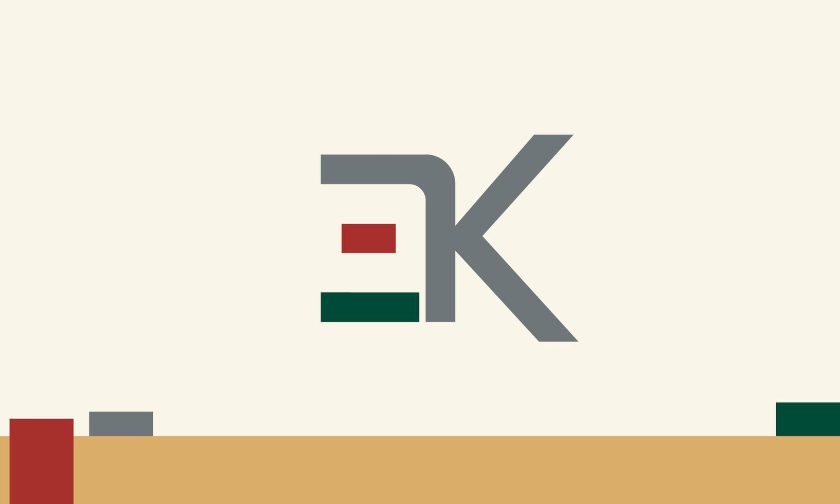 alphabet lettres initiales monogramme logo ek, ke, e et k vecteur