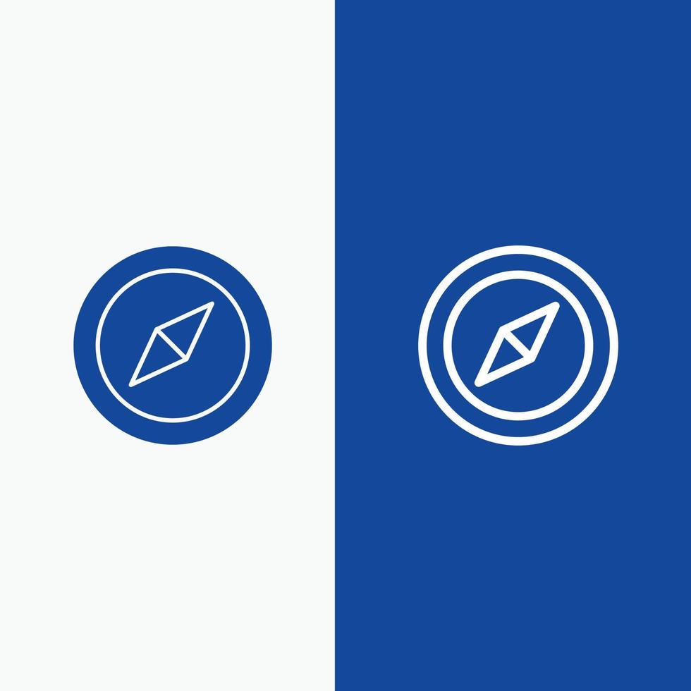 boussole carte de localisation ligne et glyphe icône solide bannière bleue ligne et glyphe icône solide bannière bleue vecteur