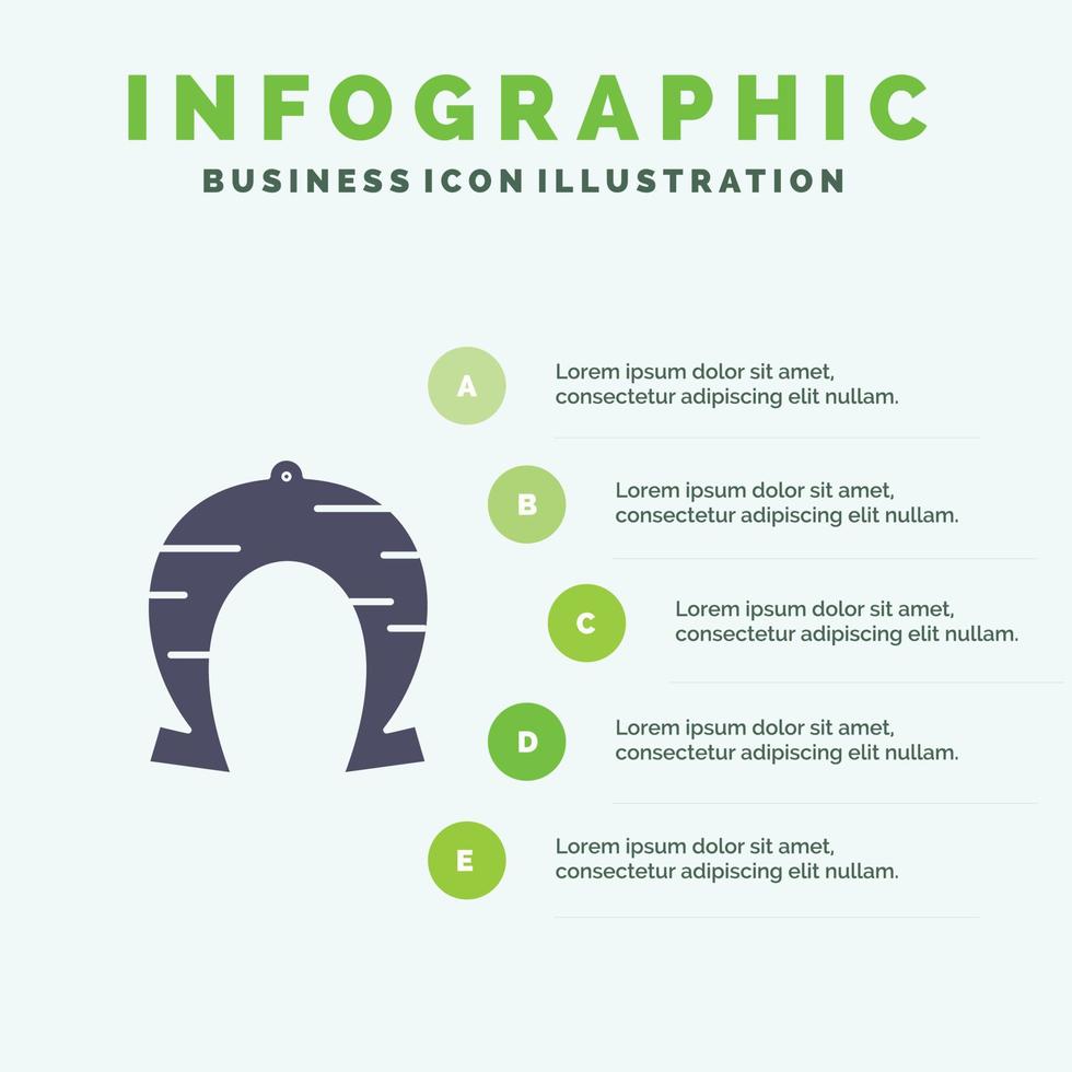 festival fortune fer à cheval chance patrick solide icône infographie 5 étapes présentation fond vecteur