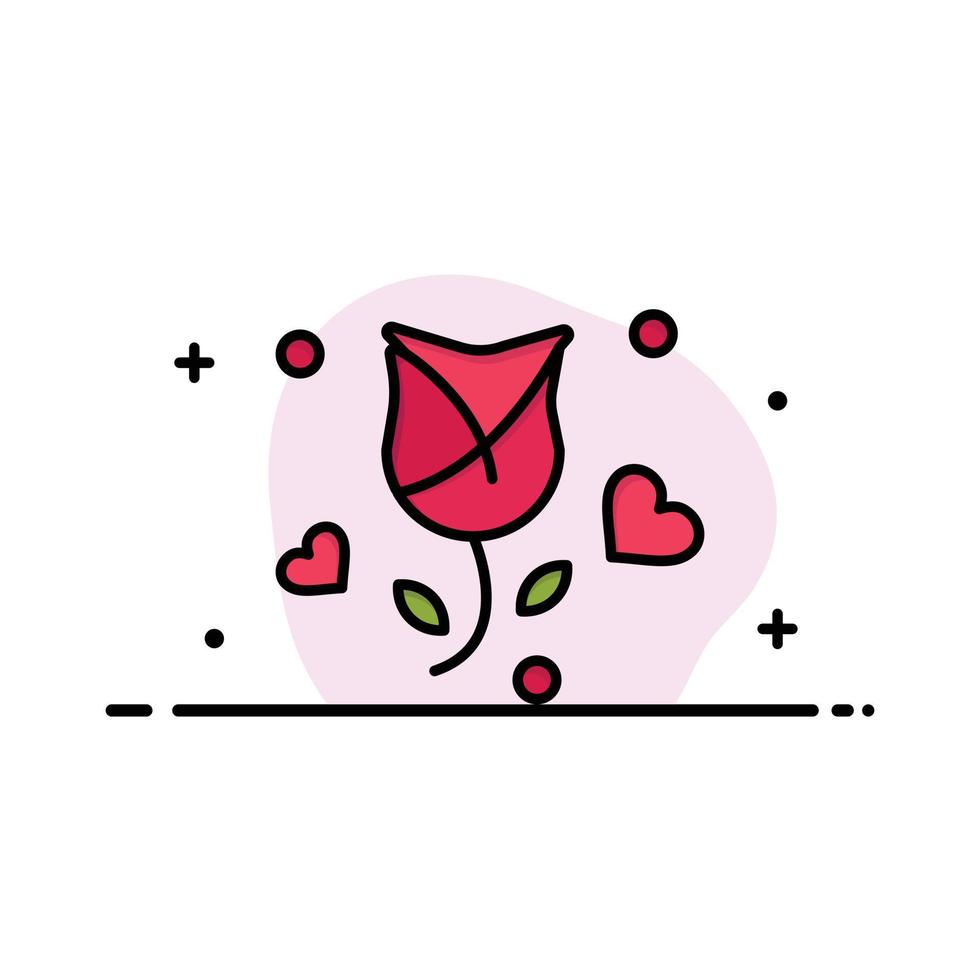 fleur rose amour proposer saint valentin affaires ligne plate remplie icône vecteur modèle de bannière