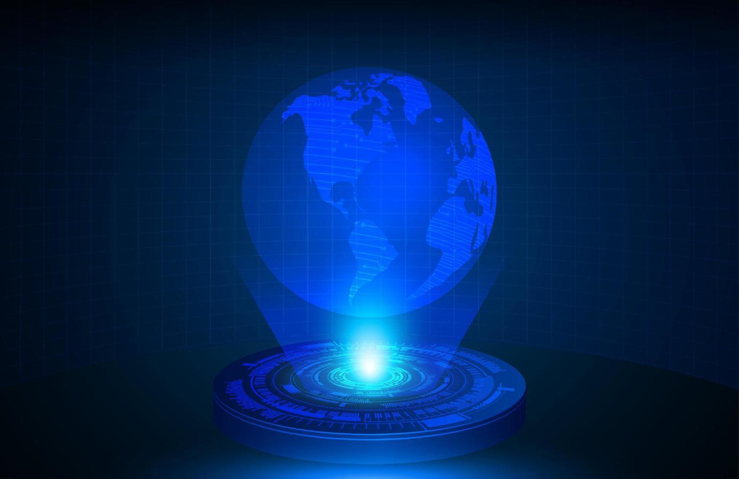 projecteur holographique bleu carte du monde moderne vecteur