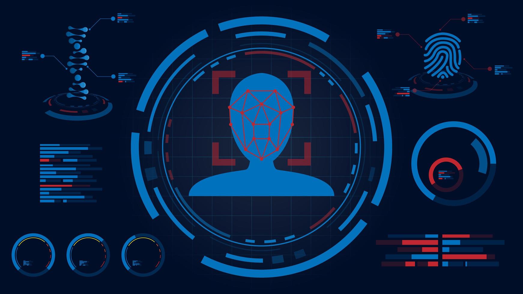 système de détection de visage sur écran hud vecteur