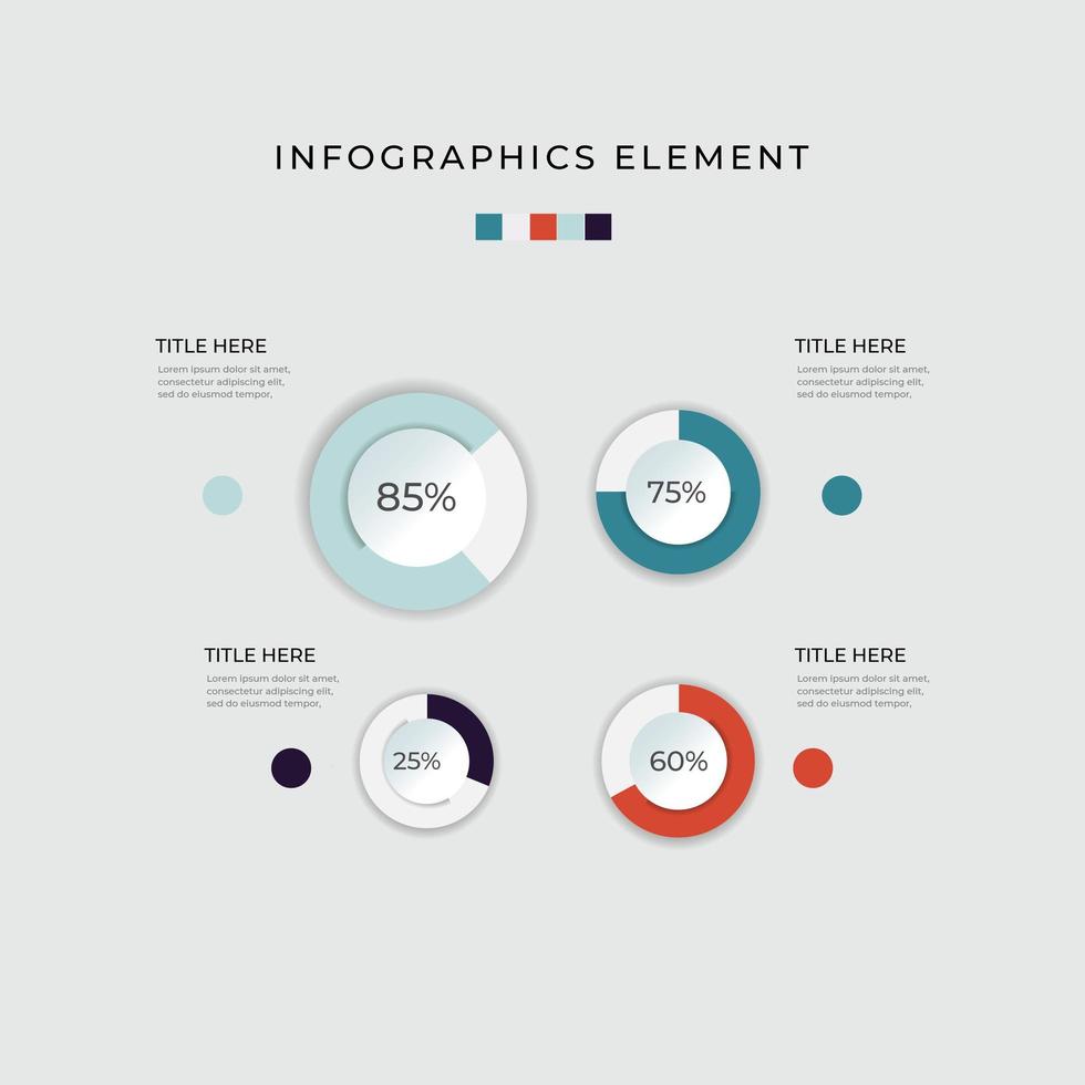 quatre options cercle diagramme pourcentage infographique vecteur