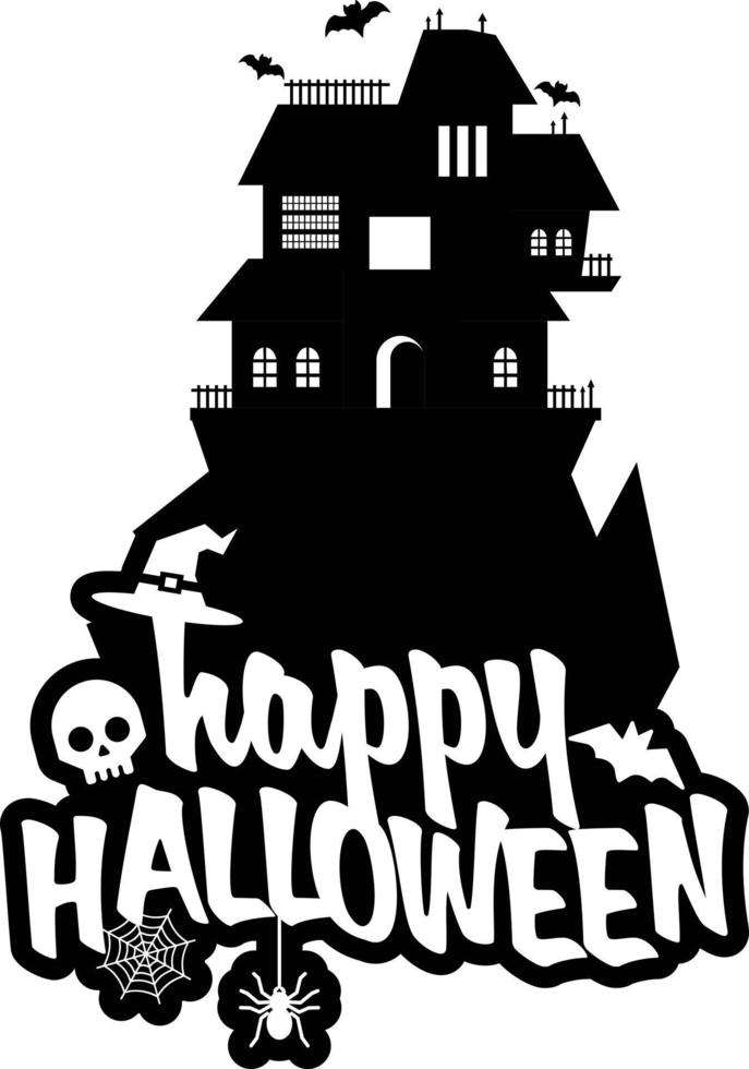 conception d'halloween avec typographie et vecteur de fond blanc