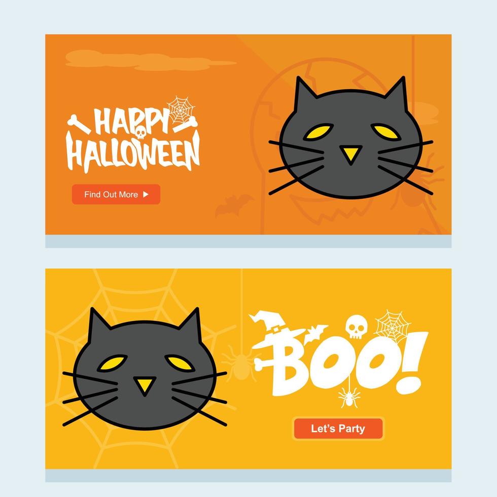 conception d'invitation joyeux halloween avec vecteur de chat