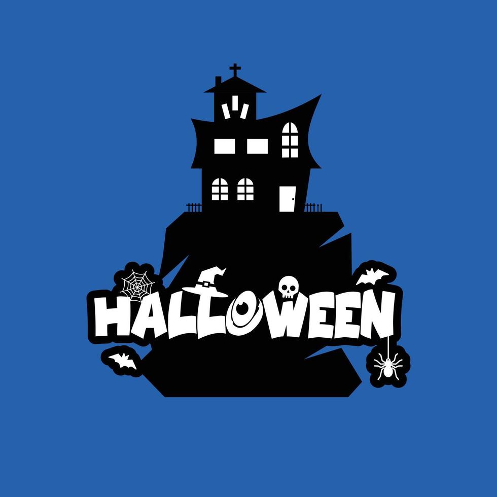conception d'halloween avec typographie et illustration vectorielle de fond clair vecteur