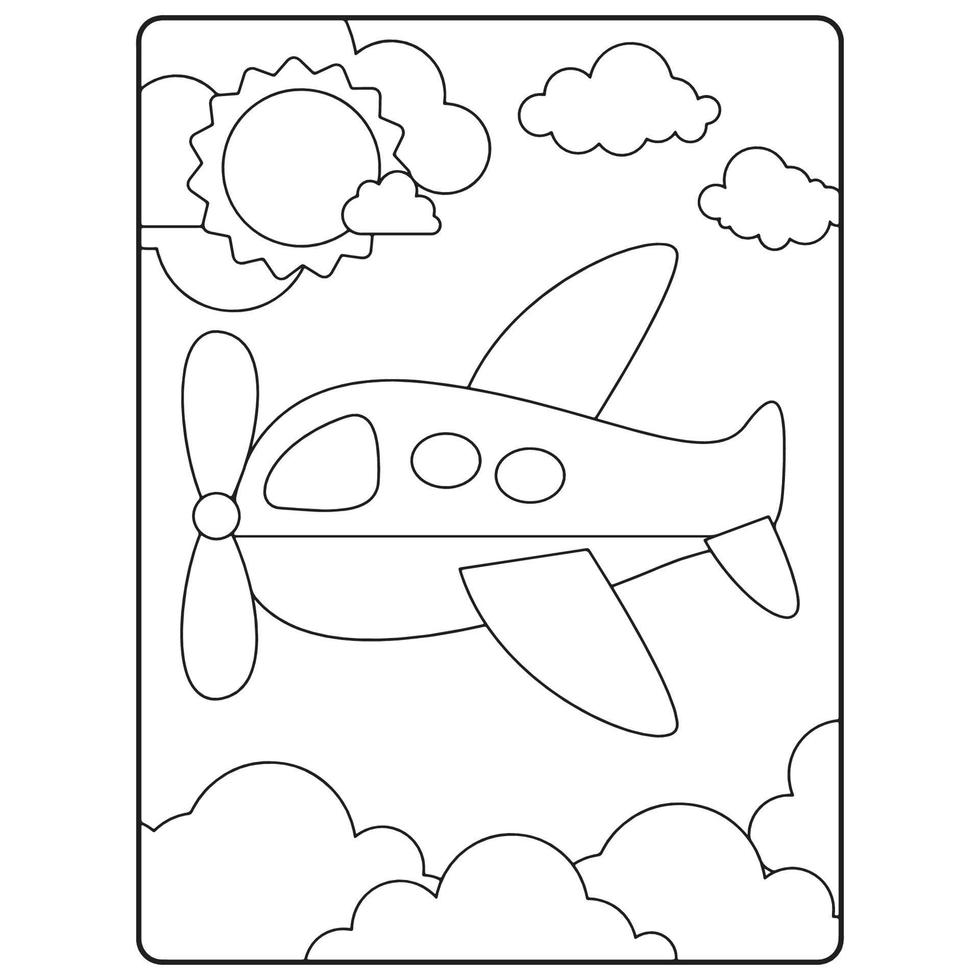 pages de livre de coloriage d'avion pour les enfants vecteur