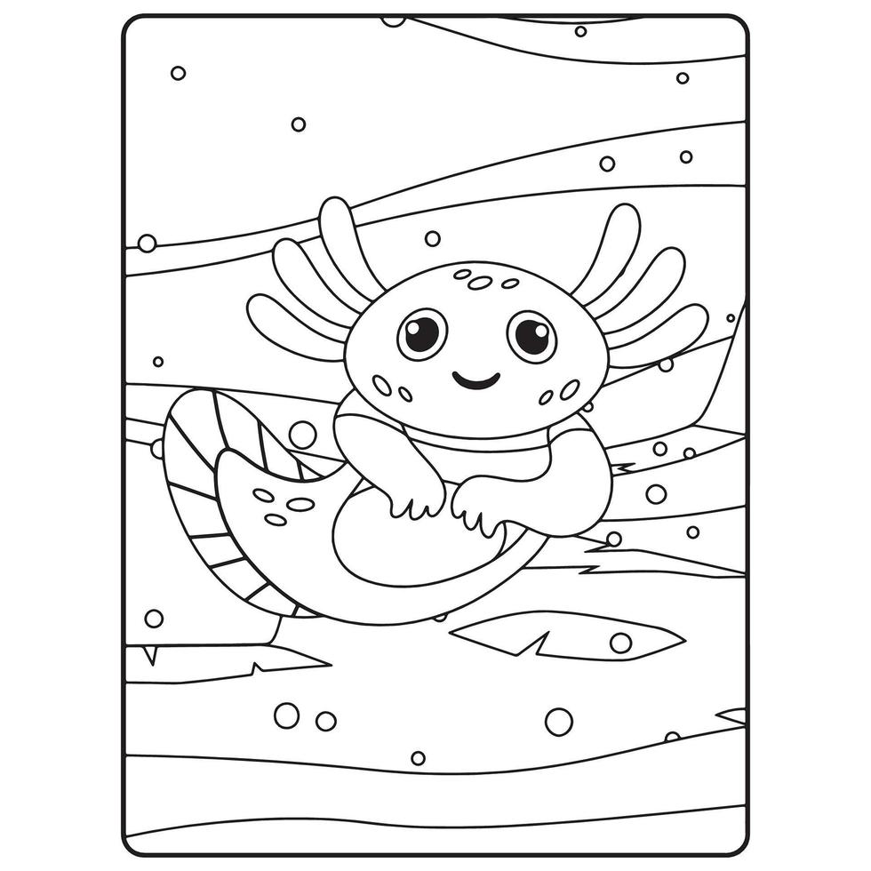 pages de livre de coloriage axolotl pour les enfants vecteur