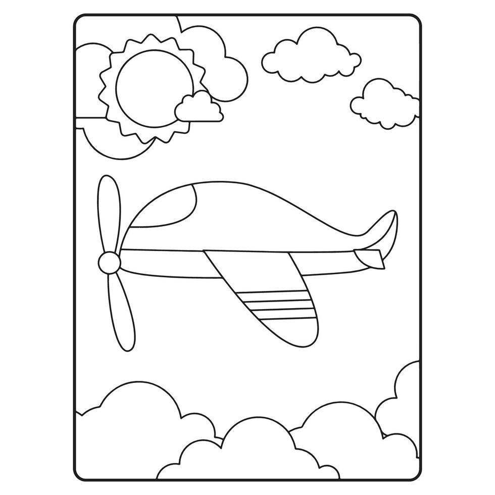 pages de livre de coloriage d'avion pour les enfants vecteur