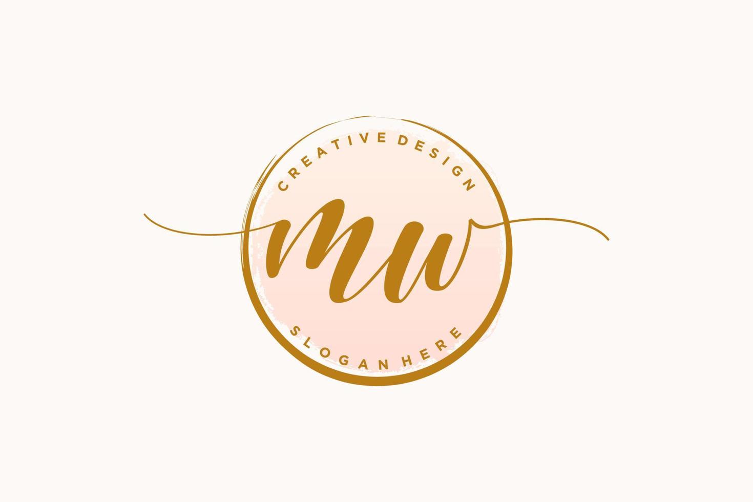 logo d'écriture mw initial avec signature vectorielle de modèle de cercle, mariage, mode, floral et botanique avec modèle créatif. vecteur