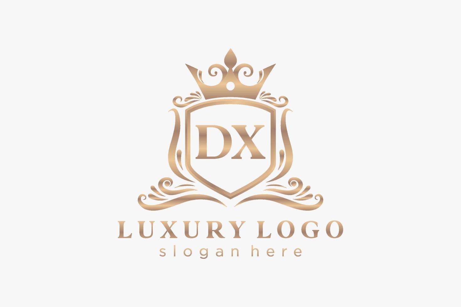 modèle initial de logo de luxe royal de lettre dx dans l'art vectoriel pour le restaurant, la royauté, la boutique, le café, l'hôtel, l'héraldique, les bijoux, la mode et d'autres illustrations vectorielles.