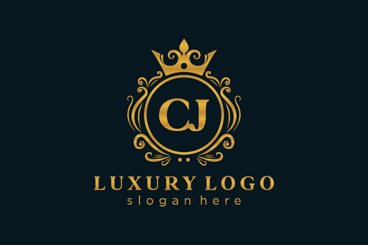 modèle de logo de luxe royal lettre initiale cj en art vectoriel pour restaurant, royauté, boutique, café, hôtel, héraldique, bijoux, mode et autres illustrations vectorielles.