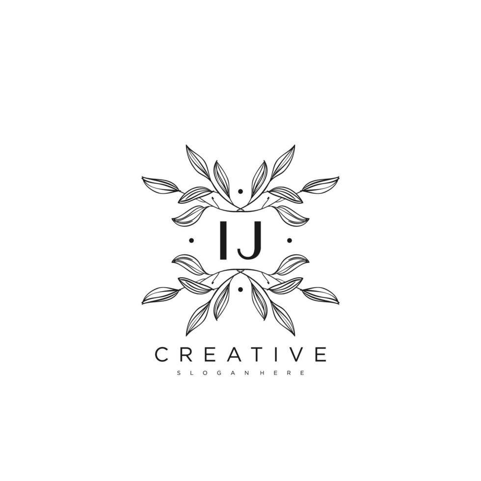 ij lettre initiale fleur logo modèle vecteur art vectoriel premium