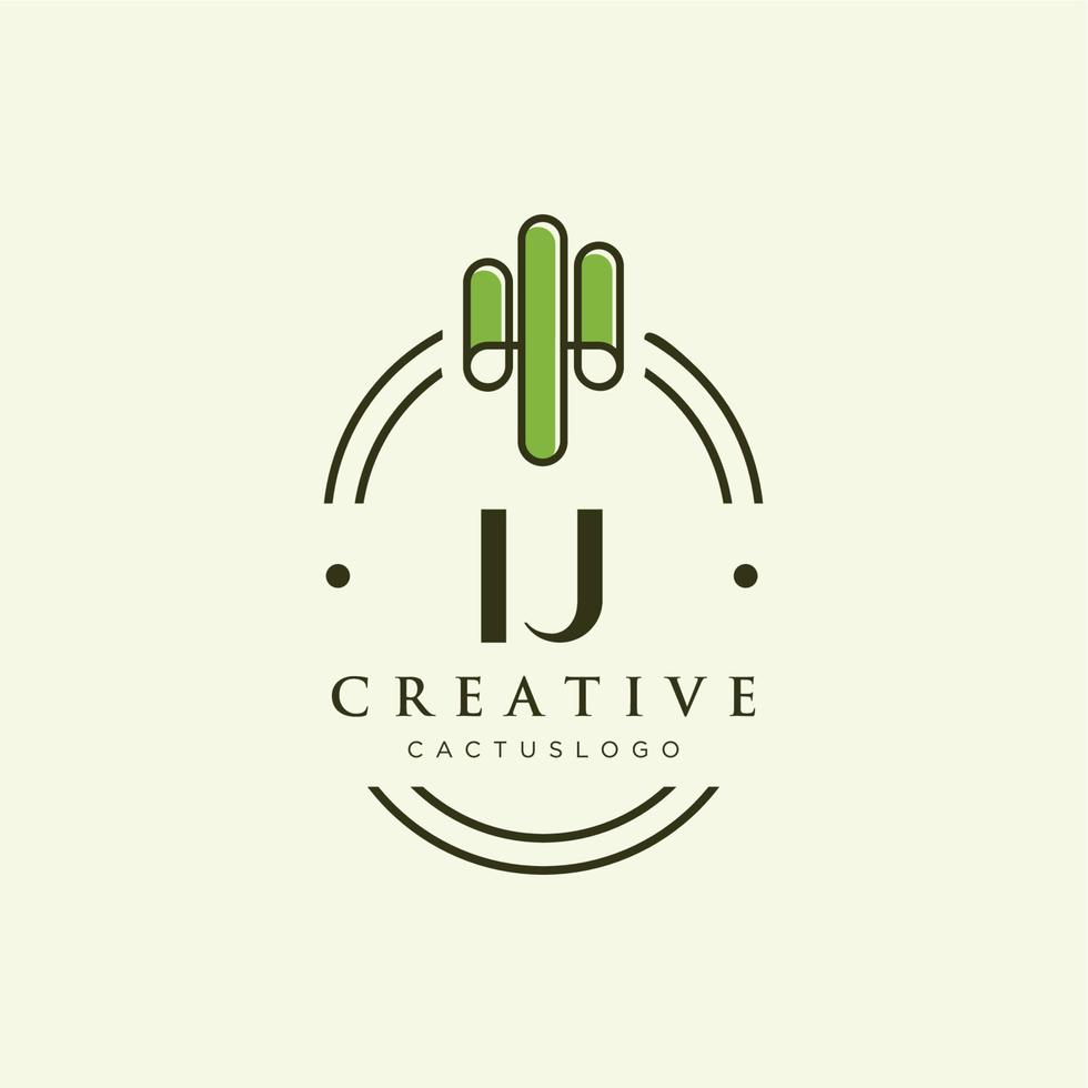 ij lettre initiale cactus vert logo vecteur