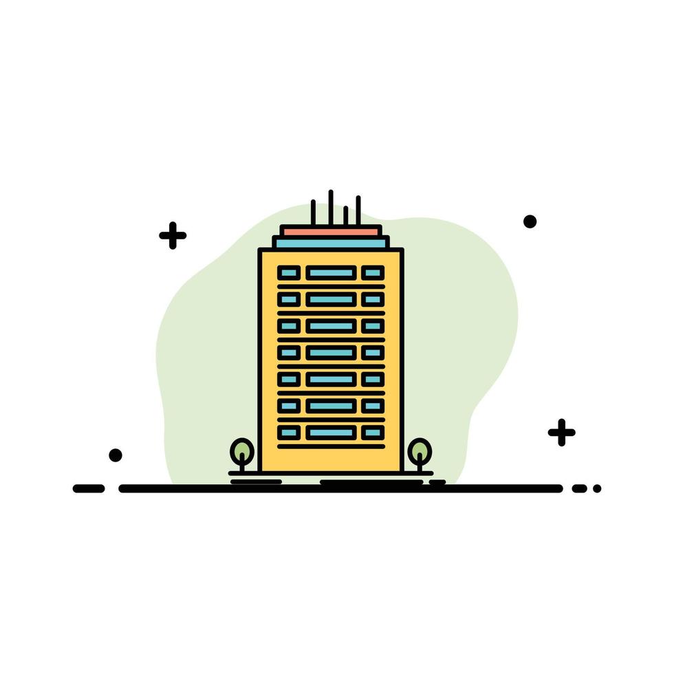 bâtiment bureau gratte-ciel tour entreprise ligne plate remplie icône vecteur modèle de bannière
